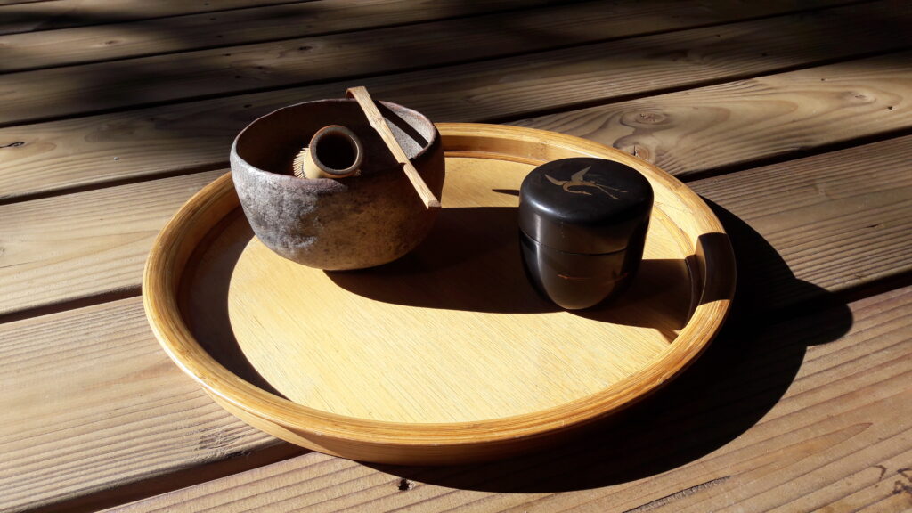 Utensils set for the tea ceremony.