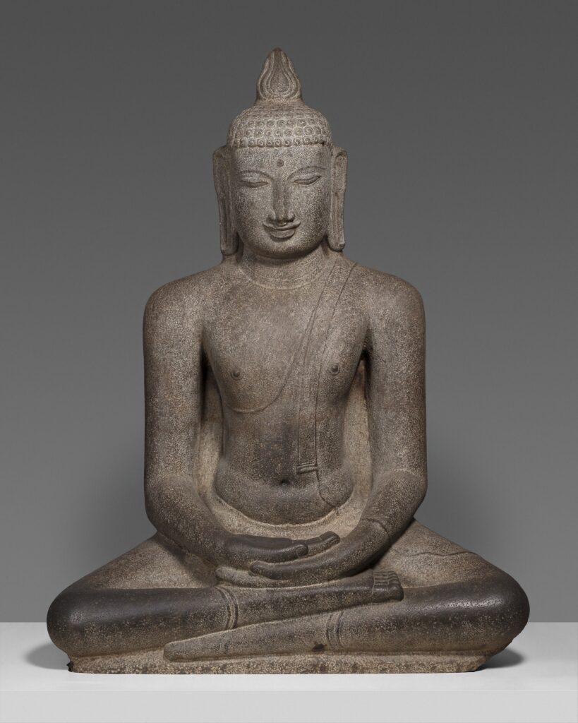 Statue of the historical Buddha in sitting meditation.
